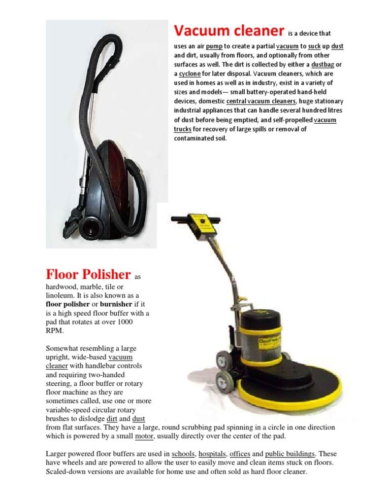 What is the Difference between Vacuum Cleaner And Floor Buffer